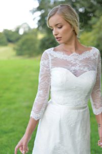 Designer sleeved bolero top by Ivory and Co at Boho Bride boutique in Stratford Upon Avon, Warwickshire