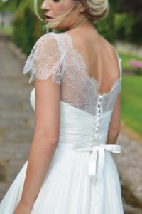 Designer sleeved wedding dress by Ivory and Co at Boho Bride boutique in Stratford Upon Avon, Warwickshire