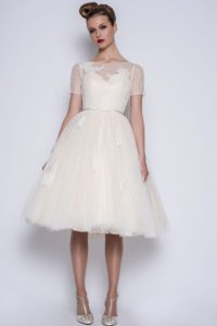 Loulou Bridal short wedding dress with sleeves in Warwickshire, UK