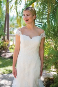Alternative and unique summer wedding dresses with cap sleeves in Stratford-Upon-Avon, England