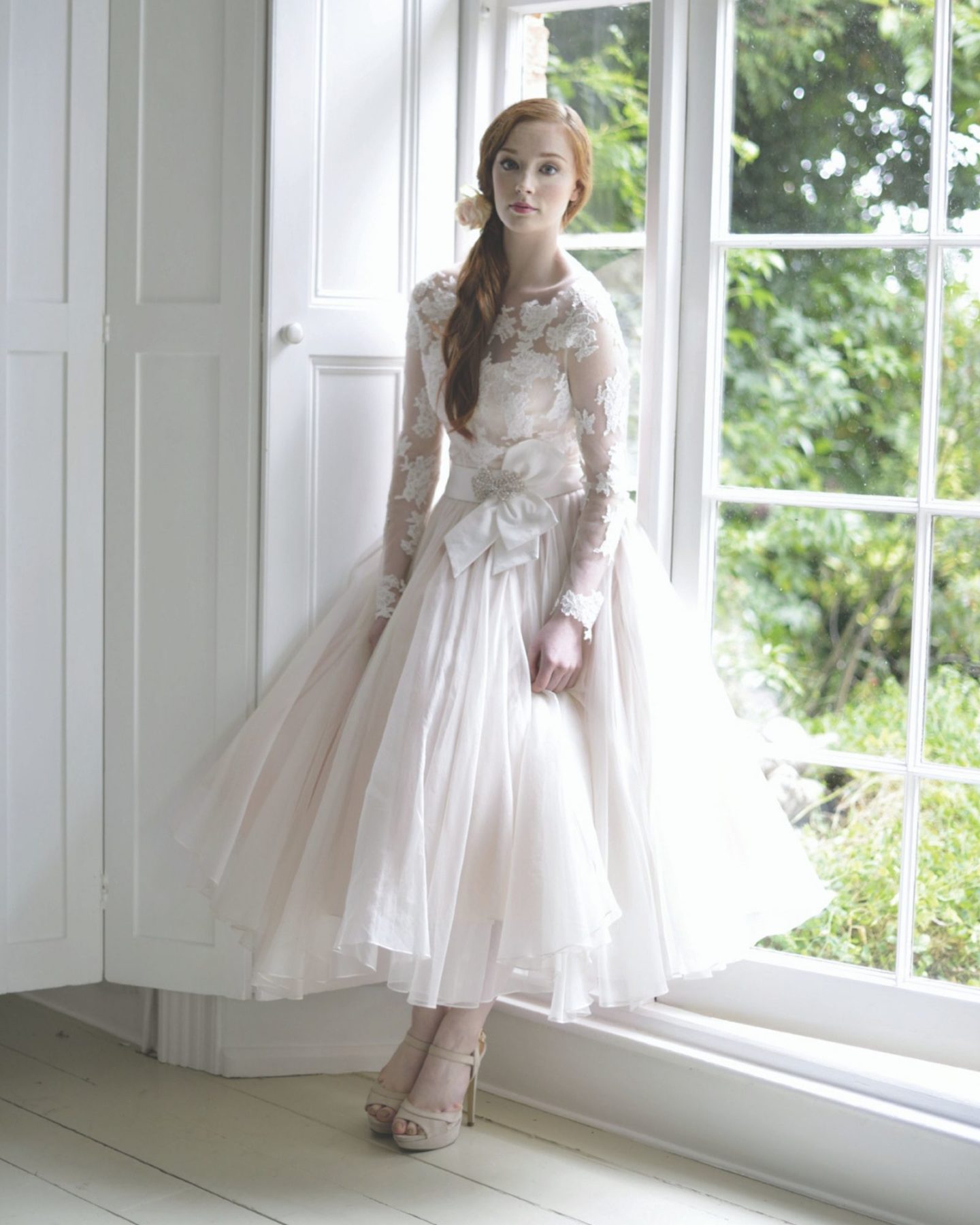 Figure-flattering wedding dress at Boho Bride boutique