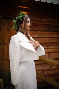 Bridal biker jacket/bolero from Warwickshire wedding dress shop