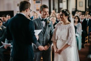 Bride looking gorgeous in her Boho Bride Freedom Collection wedding dress