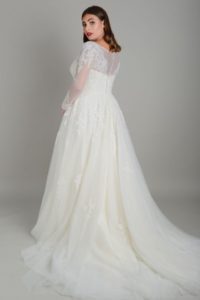 Flattering Lois Wild wedding dress in Stratford-Upon-Avon
