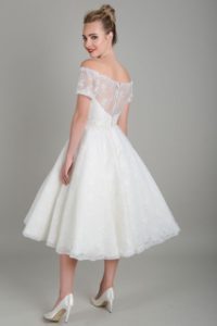 Short lace wedding dress by Lois Wild