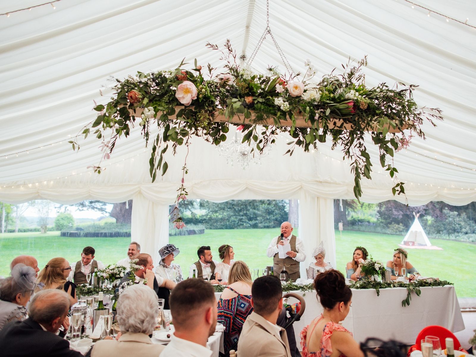 Flower ring at tipi wedding