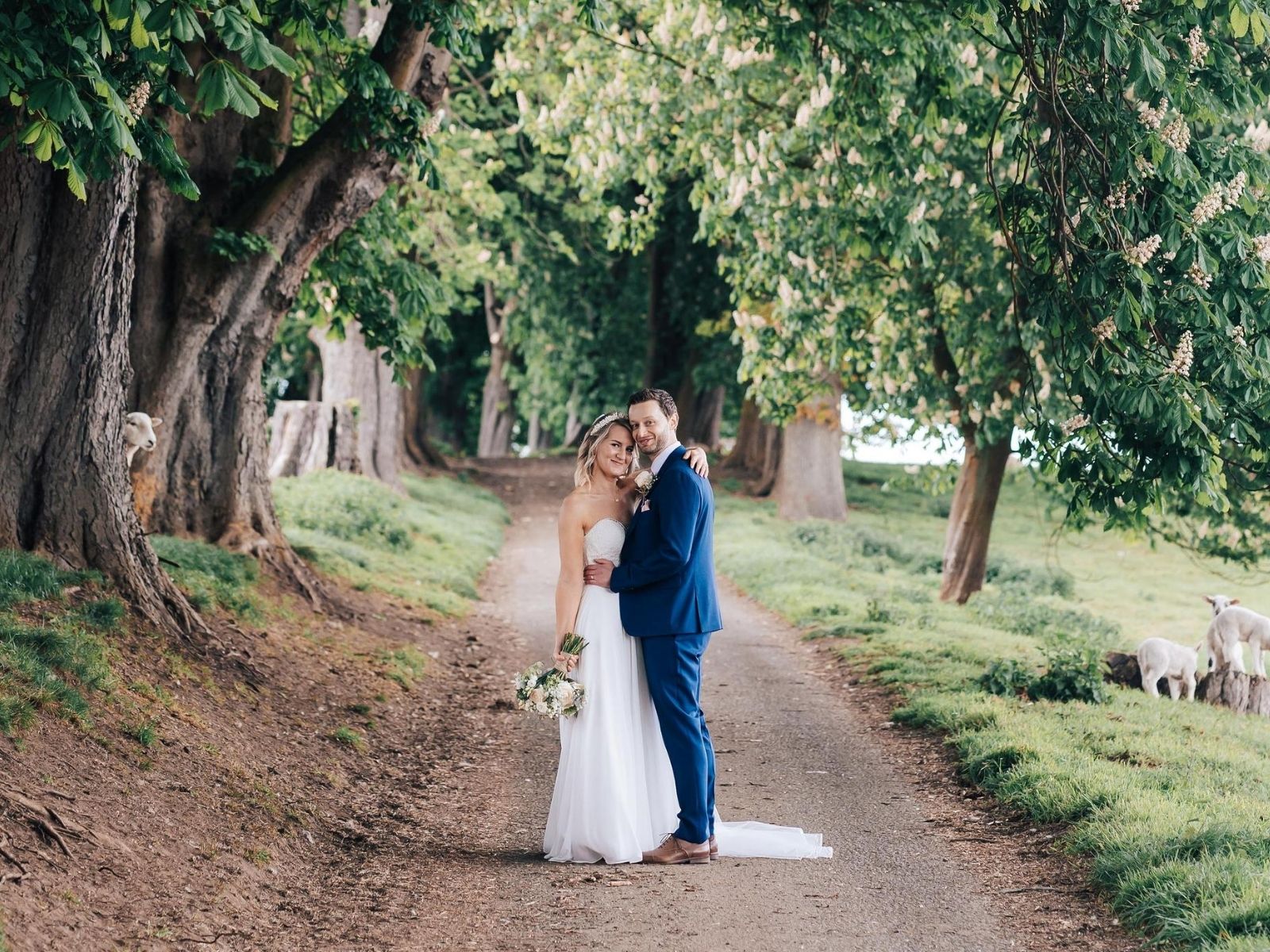 Couple wedding photography bride wearing Millie May wedding dress stratford wedding dress shop 