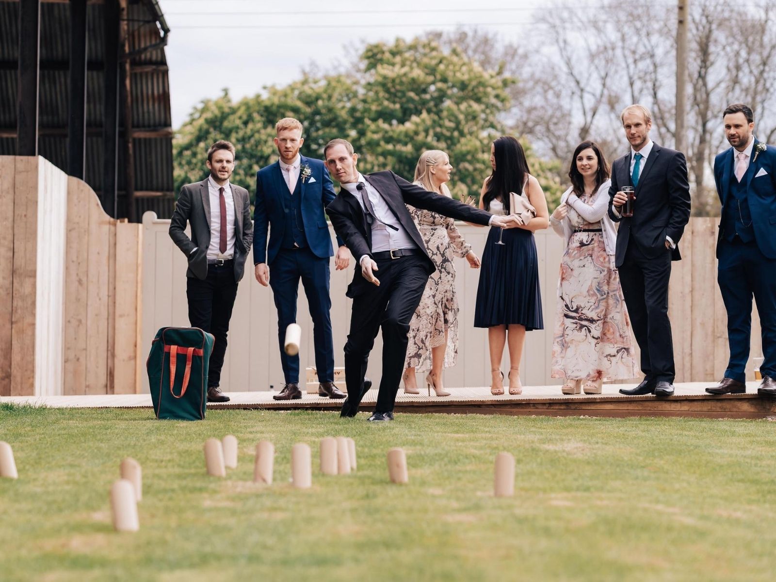 wedding guests playing outdoor wedding entertainment