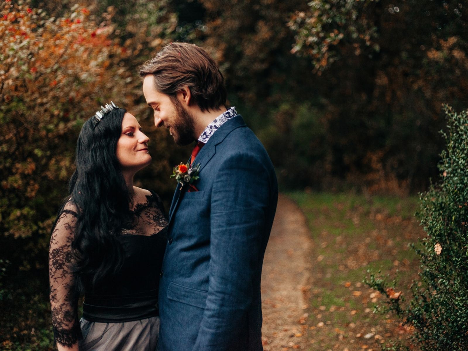 Autumnal wedding black wedding dress