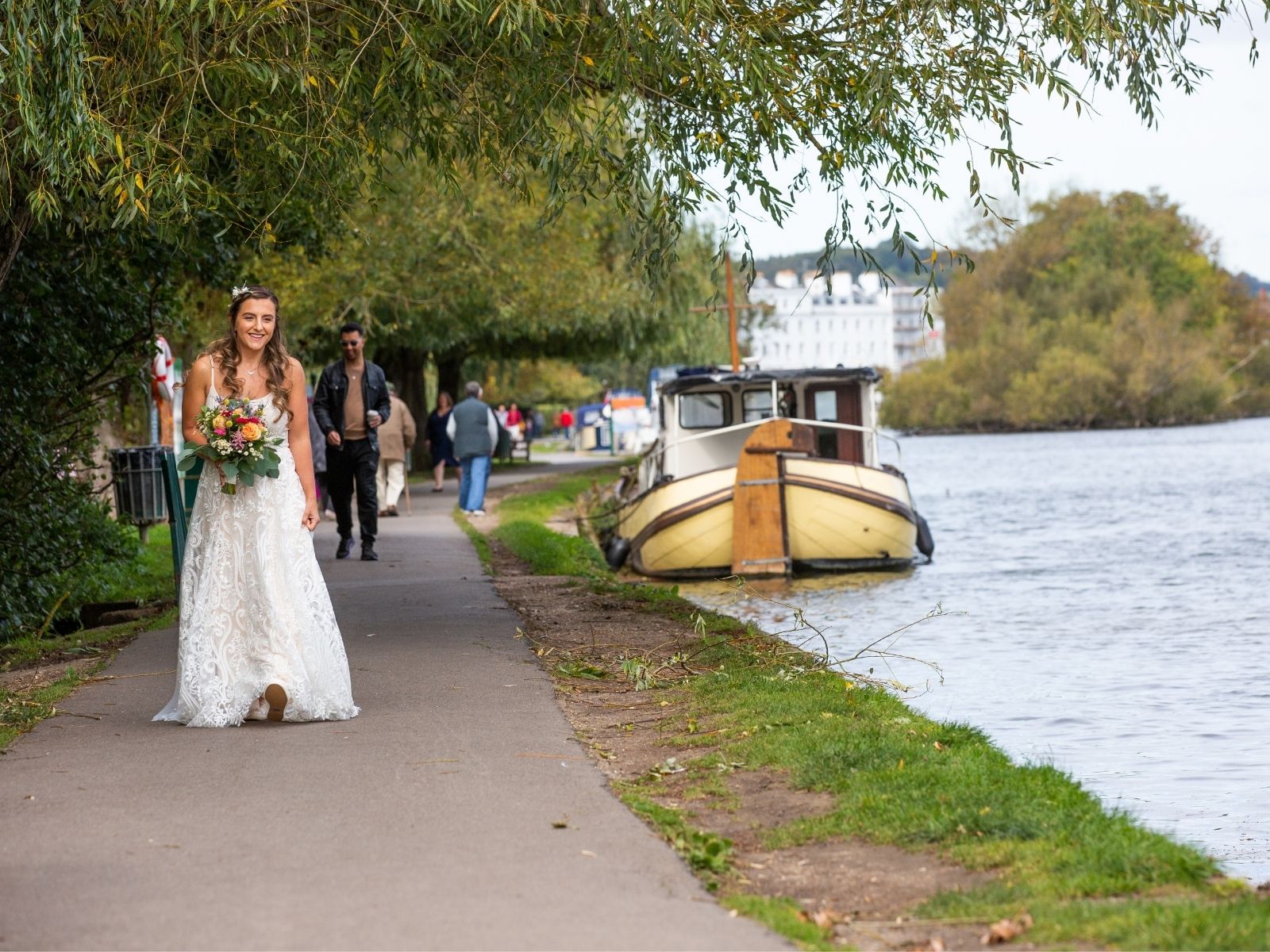 Strappy summer wedding dress from bhoho bride wedding dress shop in Stratford