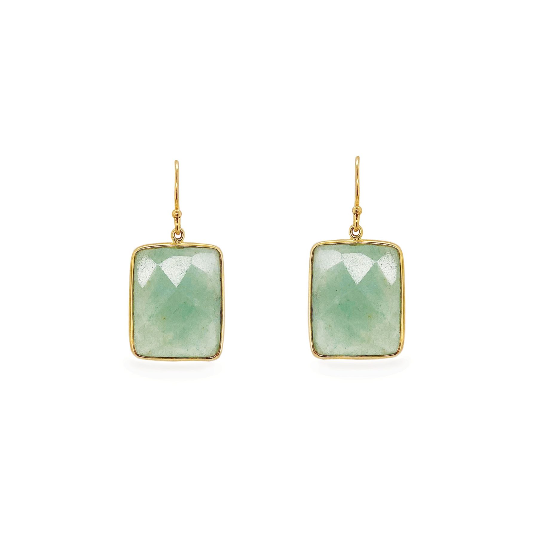 Mesmerise Green Aventurine Square Drop Earrings