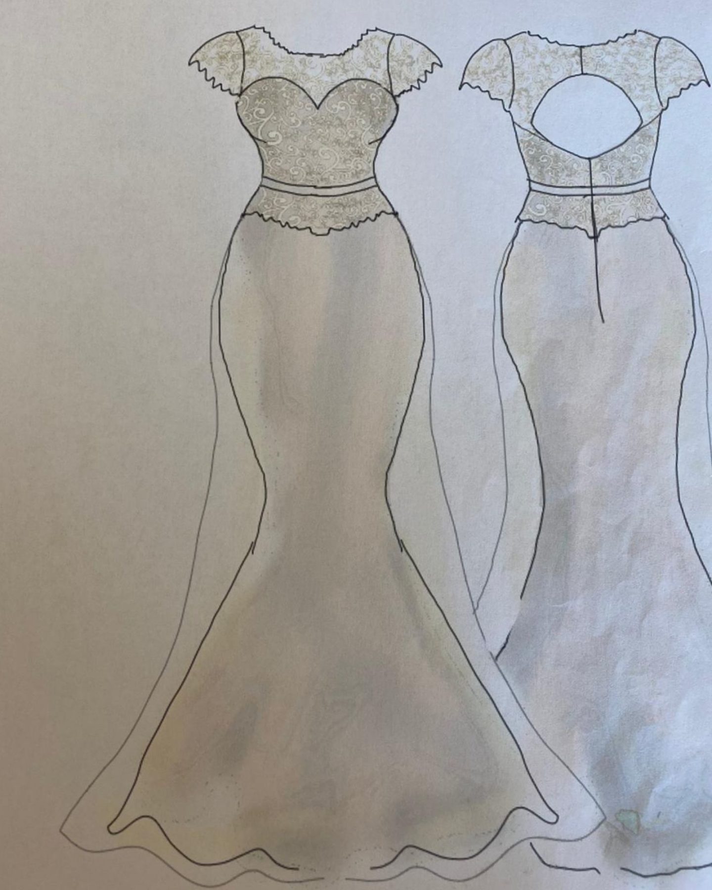 Bespoke wedding dress sketches by Boho Bride Boutique in Stratford Upon Avon