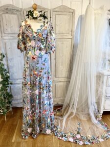 Floral lace wedding dress