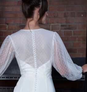 Pearl lace sleeve wedding dress