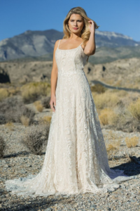 Heavy guipure lace wedding dress