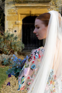 Multi coloured boho wedding dress