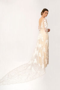 Boho lace wedding dress with sleeves